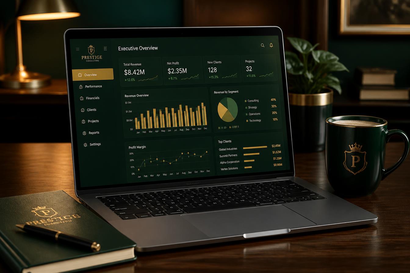 Business dashboard showing revenue analytics and growth charts